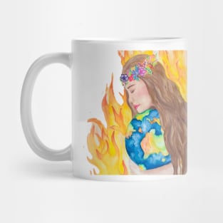 Emotional Mother Earth Cradles Burning Australia Mug